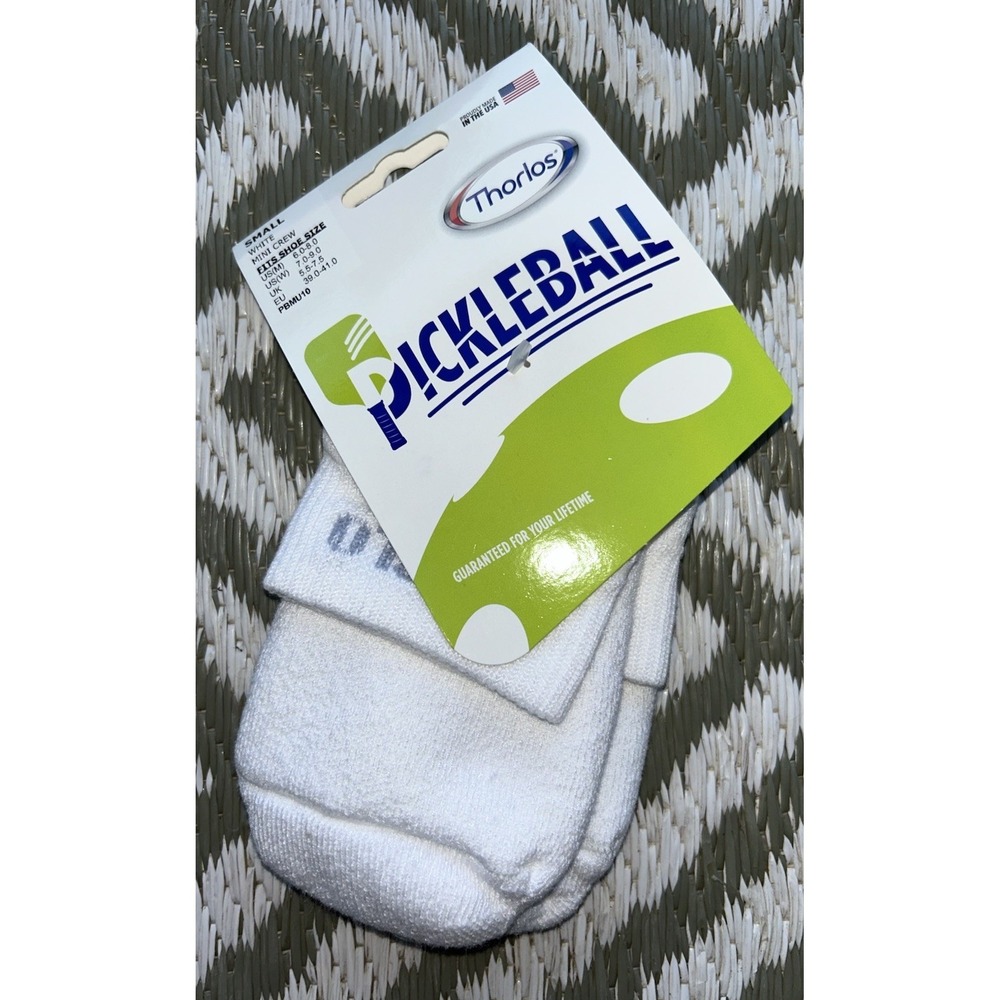 Thorlos pickleball mini-crew socks Size Small White